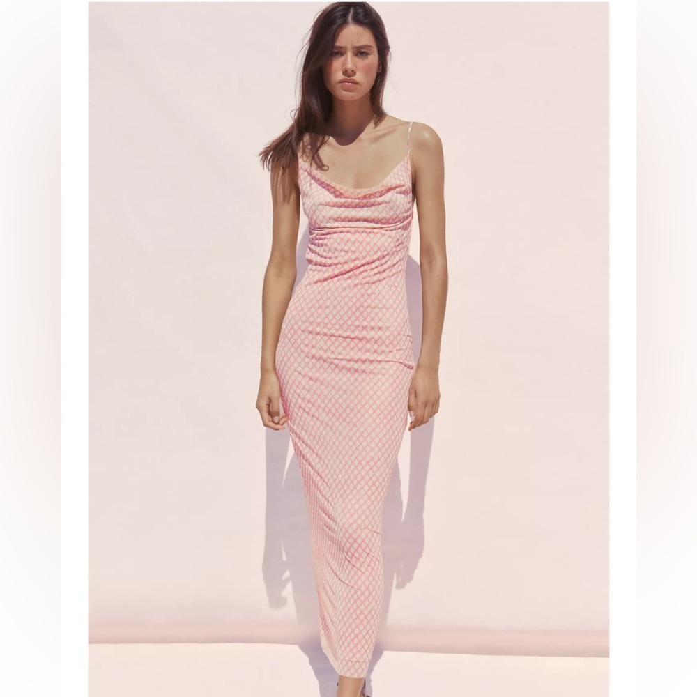 Zara Printed Tulle Slip Dress - Picture 3 of 7